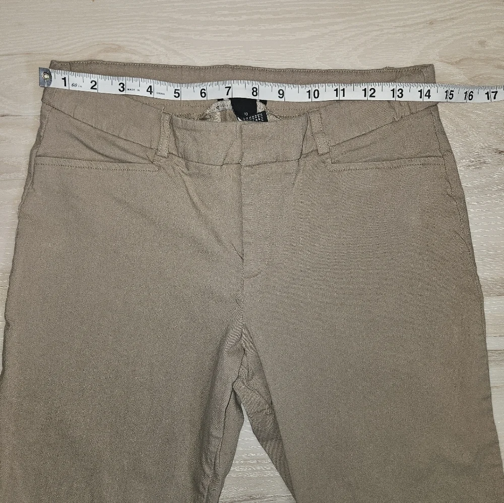 AB StudioTan Khaki Stretch Chino Dress Pants Size 10 Rayon Blend Career Trousers - Picture 2 of 9
